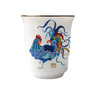 Rooster Chinese Zodiac Tea Cup with embossed details, 24K gold highlights, and artisan craftsmanship, beautifully gift-boxed for special occasions like Lunar New Year