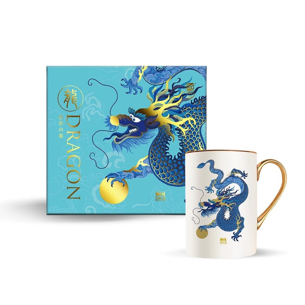 Fine Bone China Chinese Dragon Mug with 24K Gold detail