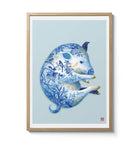 Chinese Zodiac Pig Art Print by Chris Chun, features a blue and white patterned pig, symbolizing abundance, peace, and harmonious energy.