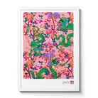 'The Garden of Good Fortune' Pink Chinese Dragon Print.