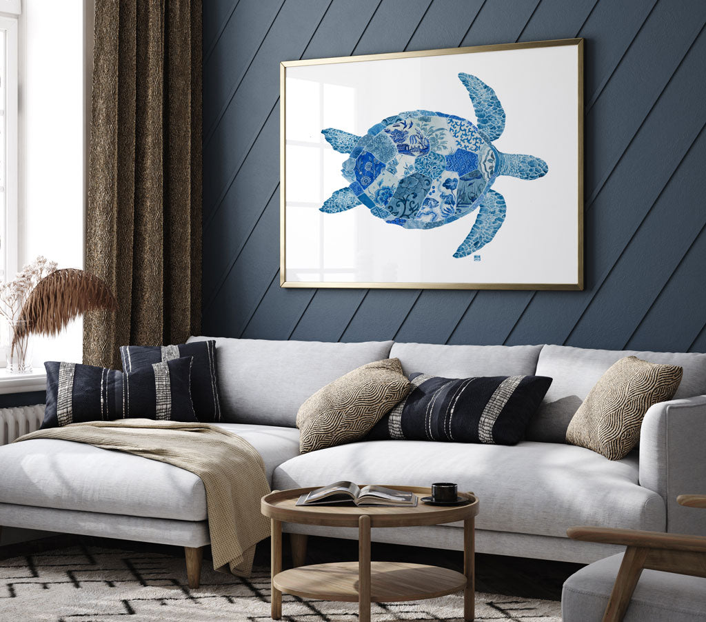 Framed Chinoiserie Turtle Art Print by Artist Chris Chun