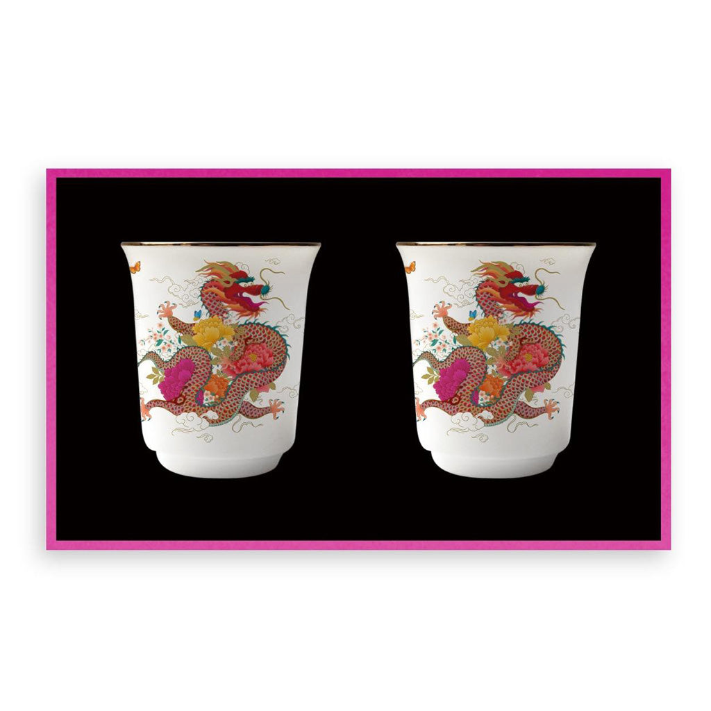 Peony Dragon Set of 2 Teacups