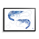 'Tang and Willow' Prawn Framed Fine Art Print by Artist Chris Chun. Black Frame