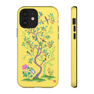 Chinoiserie Floral iPhone Case and Chinoiserie Floral Samsung Phone Cover featuring watercolour Chinoiserie peony roses. Chinese art phone with decorative birds and butterflies. Impact resistant tough chinoiserie mobile phone case. Supports wireless charging. Designer mobile phone case made in the USA.