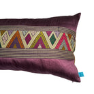 Plum Silk Pillow with Vintage Textile Panel