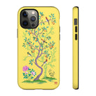 Chinoiserie Floral iPhone Case and Chinoiserie Floral Samsung Phone Cover featuring watercolour Chinoiserie peony roses. Chinese art phone with decorative birds and butterflies. Impact resistant tough chinoiserie mobile phone case. Supports wireless charging. Designer mobile phone case made in the USA.