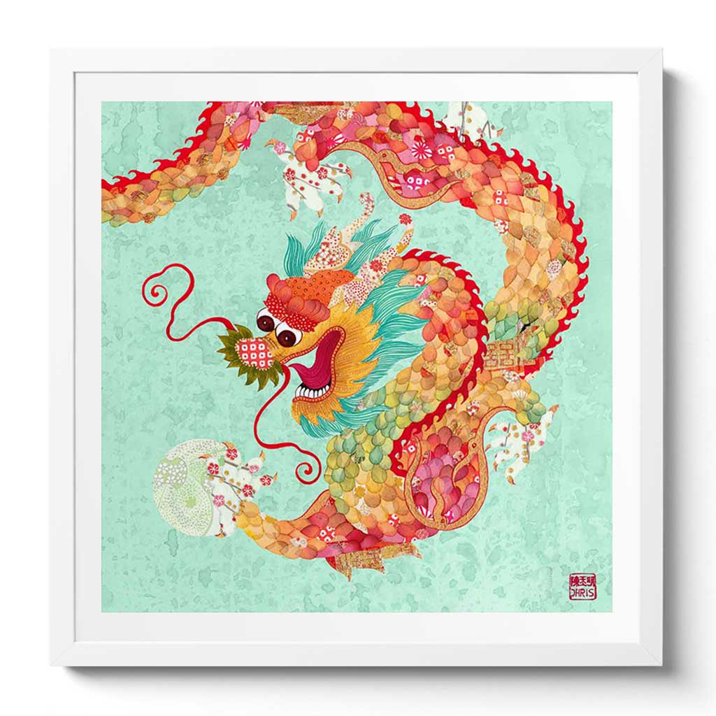 Featuring the 12 animals of the Chinese Lunar Calendar, Australian Chinese artist Chris Chun has created a colourful and whimsical series of paintings that uniquely capture the personality trait of each zodiac animal. The Dragon is the 5th animal of the Zodiac.