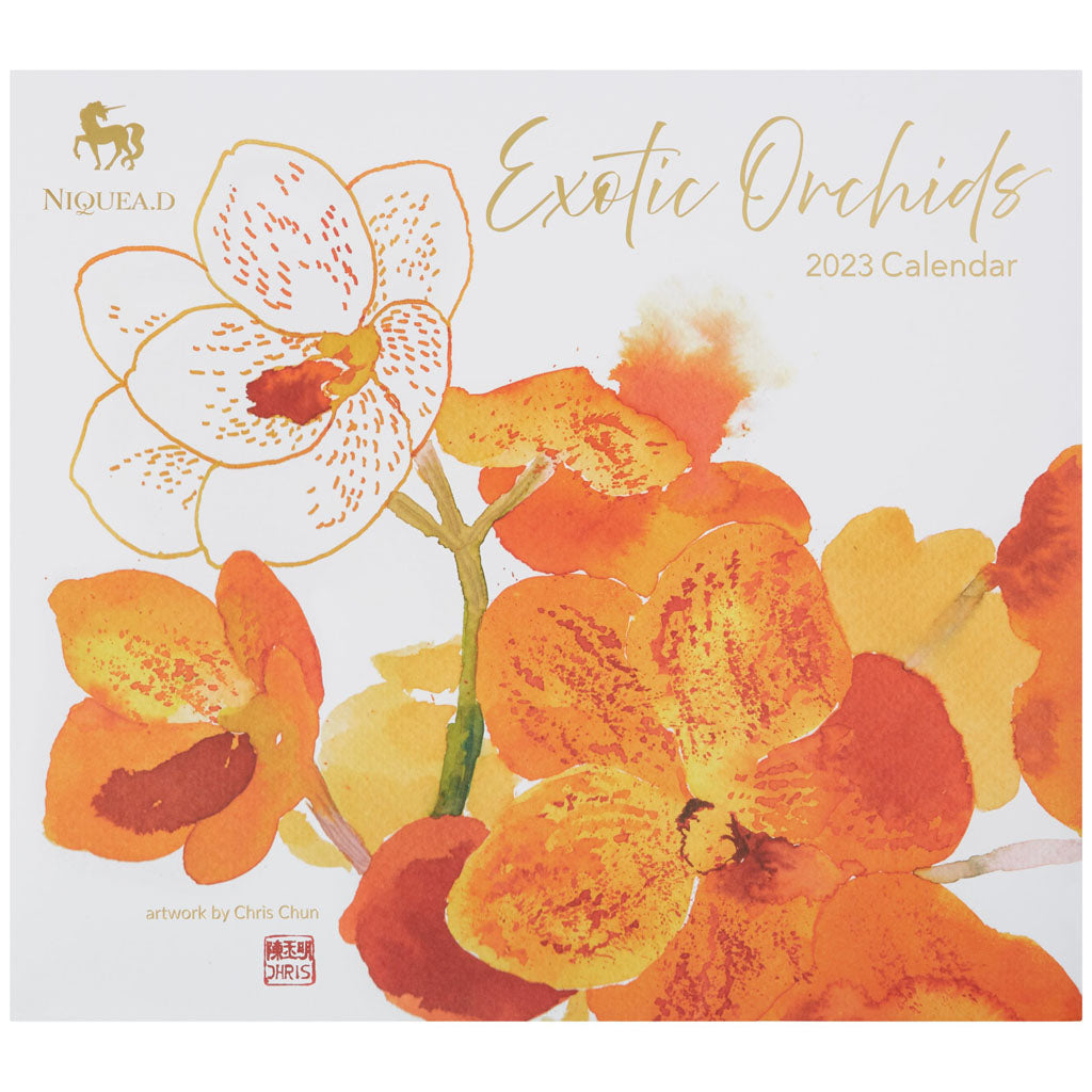 2023 Orchid Calendar with Gold Foil Accents by Chinoiserie Chris Chun