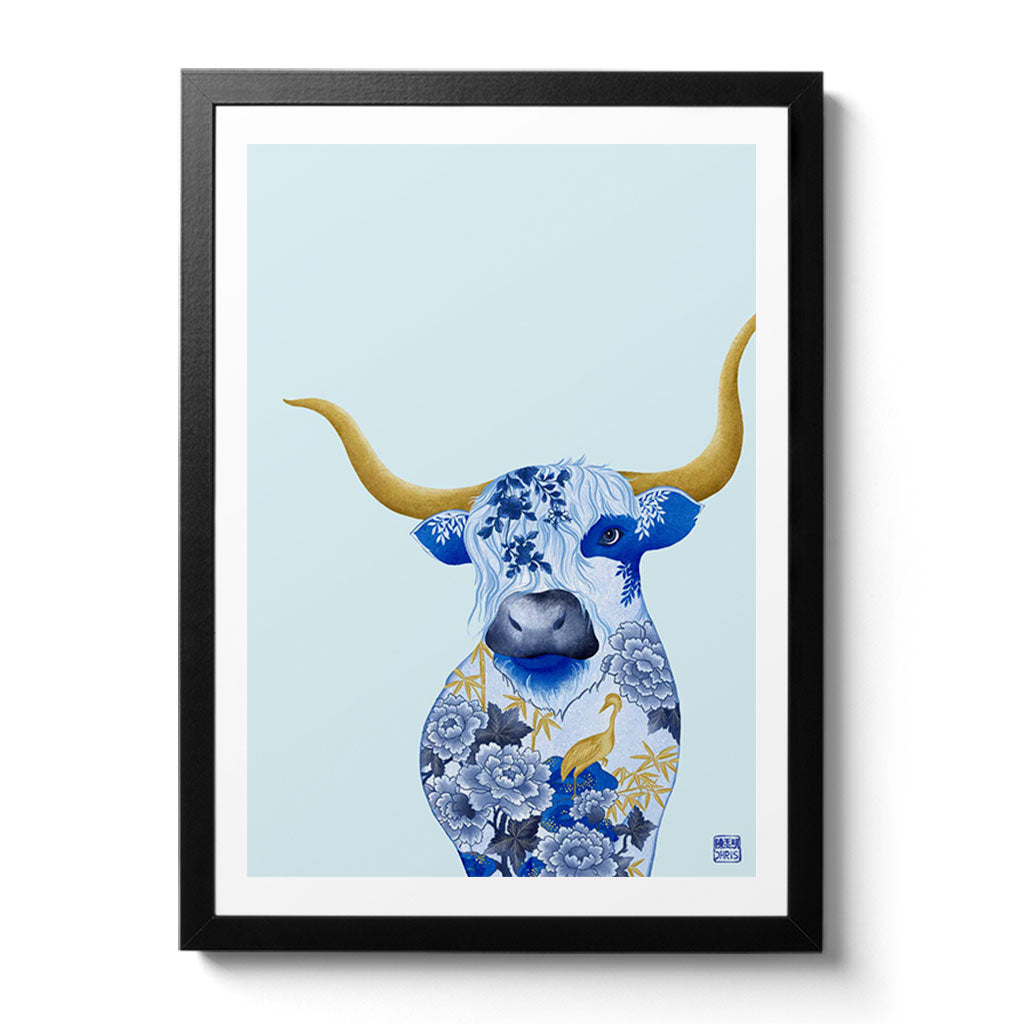 Chinese Zodiac Ox Fine Art Print. Available Framed/ Unframed. A unique and ideal present for those born in Year of the Ox - 1925, 1937, 1949, 1961, 1973, 1985, 1997, 2009, 2021