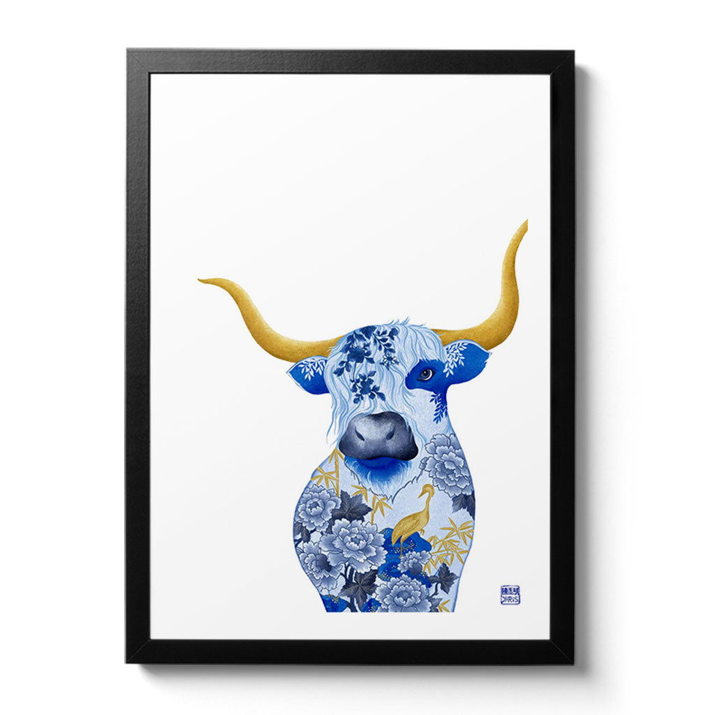 Chinese Zodiac Ox Fine Art Print. Available Framed/ Unframed. A unique and ideal present for those born in Year of the Ox - 1925, 1937, 1949, 1961, 1973, 1985, 1997, 2009, 2021