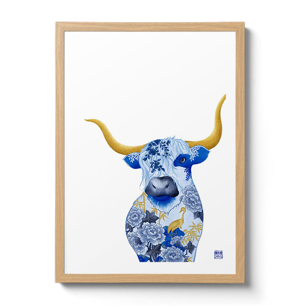 Chinese Zodiac Ox Fine Art Print. Available Framed/ Unframed. A unique and ideal present for those born in Year of the Ox - 1925, 1937, 1949, 1961, 1973, 1985, 1997, 2009, 2021