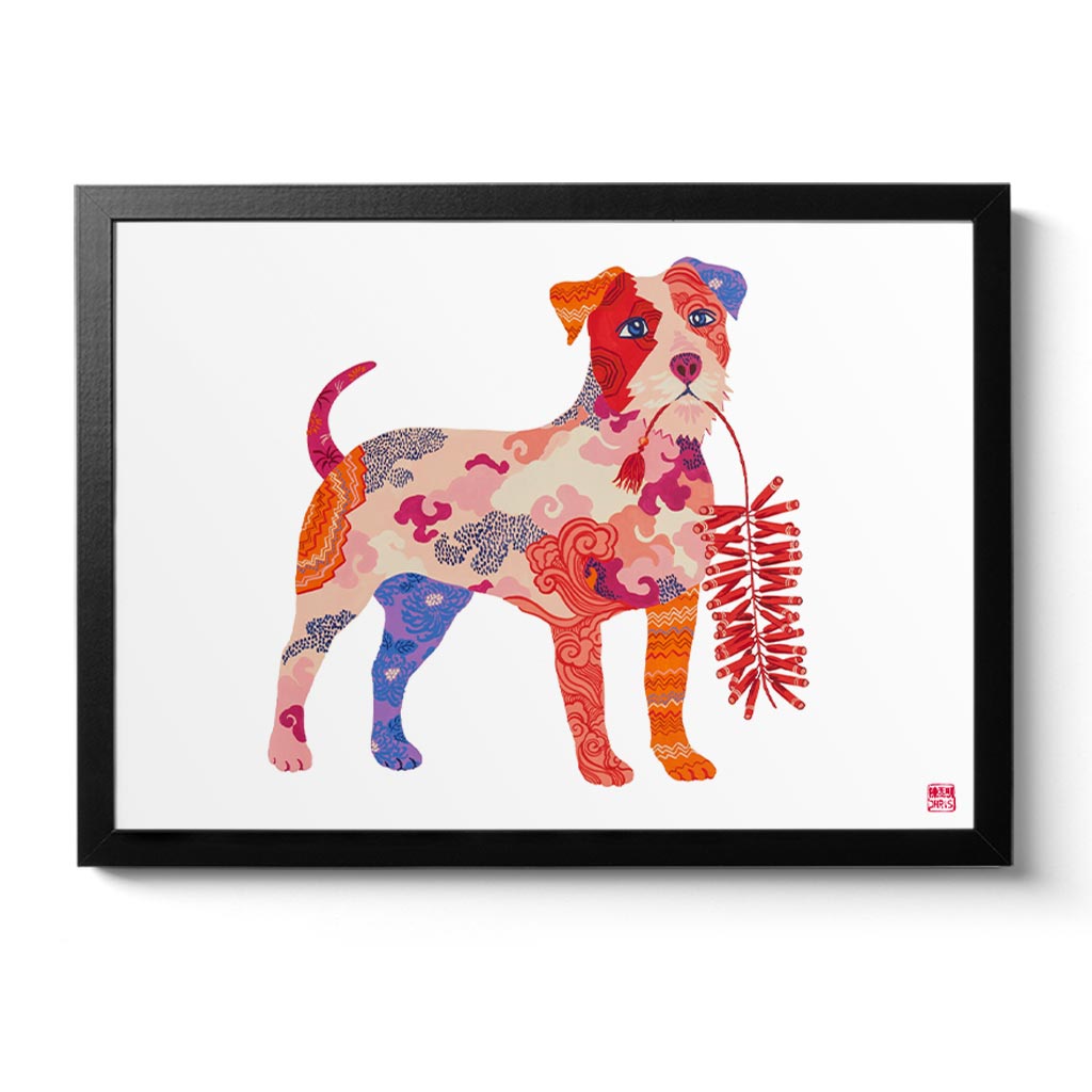 Fire Dog is a special fine art print created by Australian Chinese Artist Chris Chun to celebrate 2018 Year of the Dog.  Available in framed/ unframed. Made in Australia.