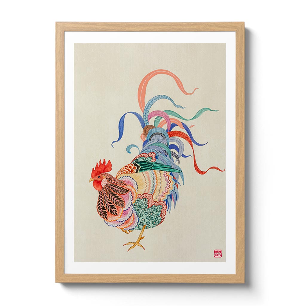 Chinese Zodiac Rooster Fine Art Print by Australian Chinese Artist Chris Chun. The perfect gift for those born in 1933, 1945, 1957, 1969, 1981, 1993, 2005, 2017 as they have been created to bring good fortune, health and prosperity to their owners!