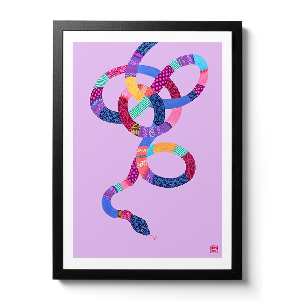 Chinese Zodiac Snake Fine Art Print by Australian Chinese Artist Chris Chun. The perfect gift for those born in 1929, 1941, 1953, 1965, 1977, 1989, 2001, 2013, 2025 as they have been created to bring good fortune, health and prosperity to their owners!