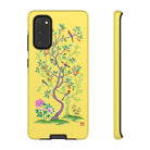 Chinoiserie Floral iPhone Case and Chinoiserie Floral Samsung Phone Cover featuring watercolour Chinoiserie peony roses. Chinese art phone with decorative birds and butterflies. Impact resistant tough chinoiserie mobile phone case. Supports wireless charging. Designer mobile phone case made in the USA.