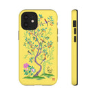 Chinoiserie Floral iPhone Case and Chinoiserie Floral Samsung Phone Cover featuring watercolour Chinoiserie peony roses. Chinese art phone with decorative birds and butterflies. Impact resistant tough chinoiserie mobile phone case. Supports wireless charging. Designer mobile phone case made in the USA.