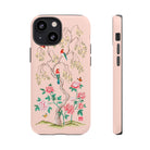 Chinoiserie Floral iPhone Case and Chinoiserie Floral Samsung Phone Cover featuring watercolour Chinoiserie peony roses. Chinese art phone with decorative birds and butterflies. Impact resistant tough chinoiserie mobile phone case. Supports wireless charging. Designer mobile phone case made in the USA.