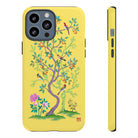 Chinoiserie Floral iPhone Case and Chinoiserie Floral Samsung Phone Cover featuring watercolour Chinoiserie peony roses. Chinese art phone with decorative birds and butterflies. Impact resistant tough chinoiserie mobile phone case. Supports wireless charging. Designer mobile phone case made in the USA.